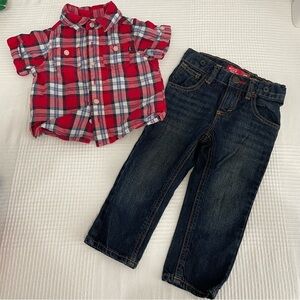 Oshkosh top and old navy jeans size 2T